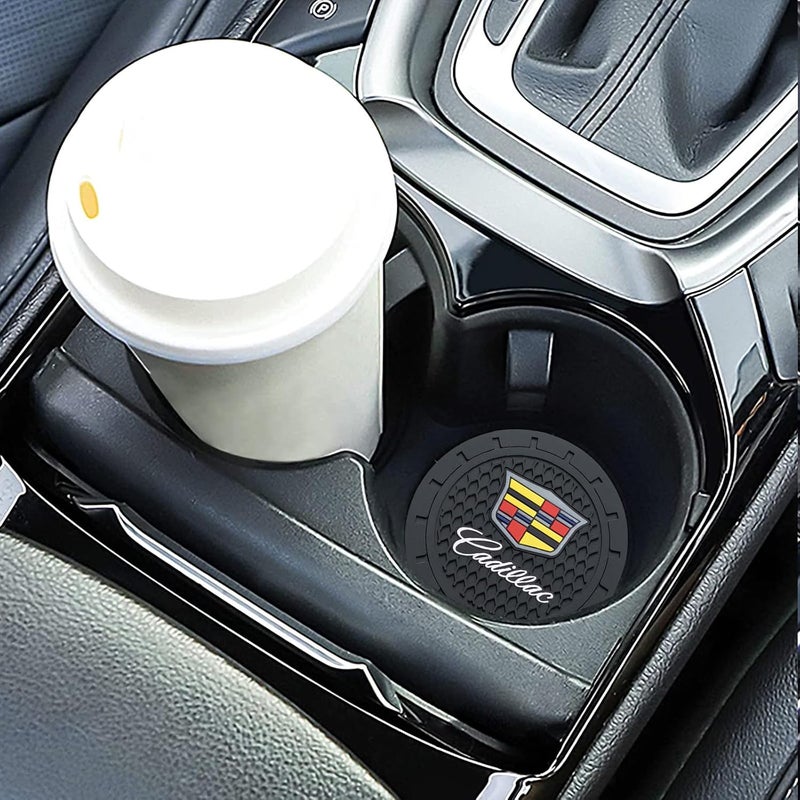 XIGRALUCK Car Cup Holder Coaster for Cadillac, Recessed Silicone Cup Holder Coaster Interior Accessories 2.75in 2Pieces Black - Image 3